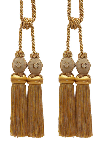 DÉCOPRO Baroque Collection Decorative Double Curtain & Drapery Tassel Tieback with Medallions, Tassel Length 10