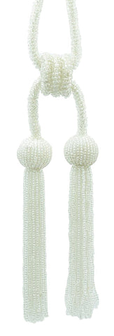 DÉCOPRO Opulent Beaded Curtain Double Tassel Tieback, Handcrafted with Elaborately Hand-strung Glass Seed Beads, Tassel Length 4 1/2