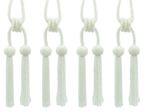 DÉCOPRO Opulent Beaded Curtain Double Tassel Tieback, Handcrafted with Elaborately Hand-strung Glass Seed Beads, Tassel Length 4 1/2
