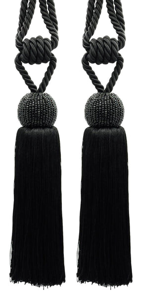 DÉCOPRO Decorative Beaded Curtain Tassel Tieback Elaborately Handcrafted with a Glass Seed Bead Design, Tassel Length 8