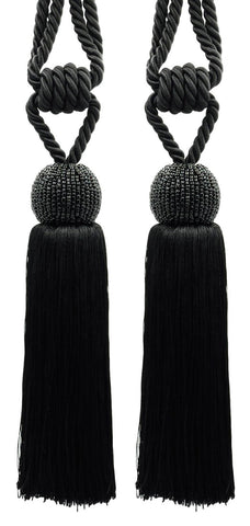 DÉCOPRO Decorative Beaded Curtain Tassel Tieback Elaborately Handcrafted with a Glass Seed Bead Design, Tassel Length 8