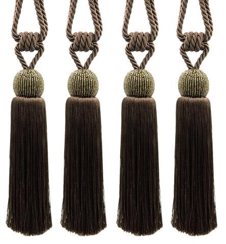 DÉCOPRO Decorative Beaded Curtain Tassel Tieback Elaborately Handcrafted with a Glass Seed Bead Design, Tassel Length 8