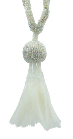 DÉCOPRO Beautiful Beaded Curtain Tassel Tieback Exquisitely Handcrafted with Exotic Feather Design, Tassel Length 5