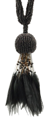 DÉCOPRO Beautiful Beaded Curtain Tassel Tieback Exquisitely Handcrafted with Exotic Feather Design, Tassel Length 5