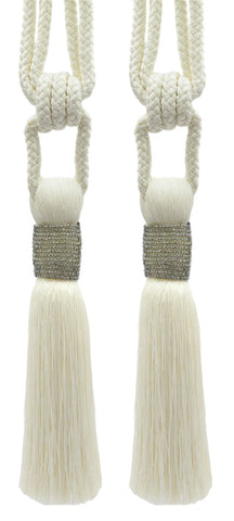 DÉCOPRO Classic Beaded Curtain Tassel Tieback, Handcrafted with Diamond Braided Cord and Seed Bead Vintage Design, Tassel Length 7