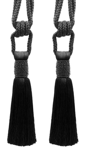DÉCOPRO Classic Beaded Curtain Tassel Tieback, Handcrafted with Diamond Braided Cord and Seed Bead Vintage Design, Tassel Length 7