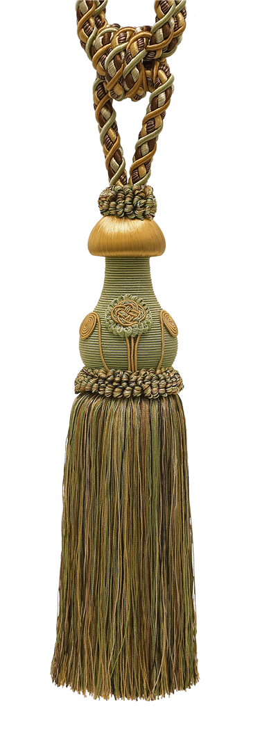 DÉCOPRO Exquisite Curtain Tassel Tieback with Floral Design - Elegant Handmade Drapery Accessory, Tassel Length 12" (30.5cm), Spread 32" (81cm) # TBBL1,  #5207 Set of 4 - DecoPro