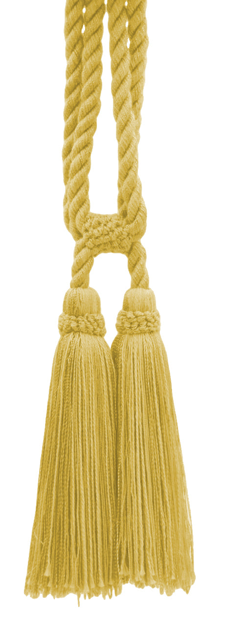 DÉCOPRO Traditional Cotton Double Tassel Curtain & Drapery Tassel Tieback, Tassel Length 5 1/2" (14cm), Spread 27" (68.5cm) # TBC0552 Light Gold #B7 (Light Yellow Gold) | Set of 2 - DecoPro