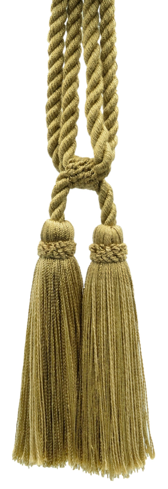 DÉCOPRO Traditional Cotton Double Tassel Curtain & Drapery Tassel Tieback, Tassel Length 5 1/2" (14cm), Spread 27" (68.5cm) # TBC0552 Golden Beige #E16C (Dark Gold Beige) | Set of 4 - DecoPro