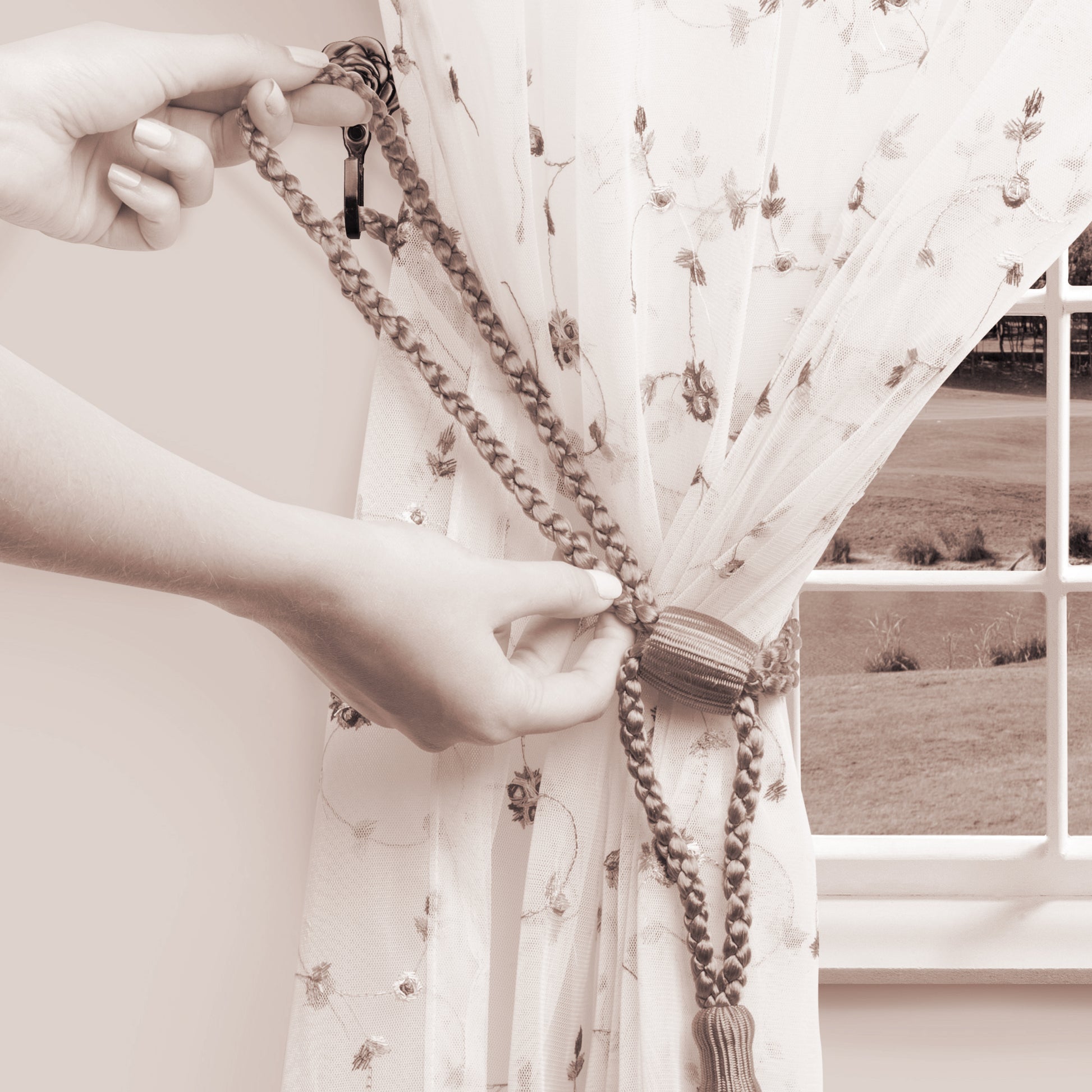 DÉCOPRO Beautiful Curtain & Drapery Tassel Tieback, Adjustable Cord Length with Elegant Bullion Design, Tassel Length 5 1/2" (14cm), Spread 24" (61cm) # TBC055SPR24 Dark Rust Orange #K35 (Deep Coral) | Sold Individually - DecoPro