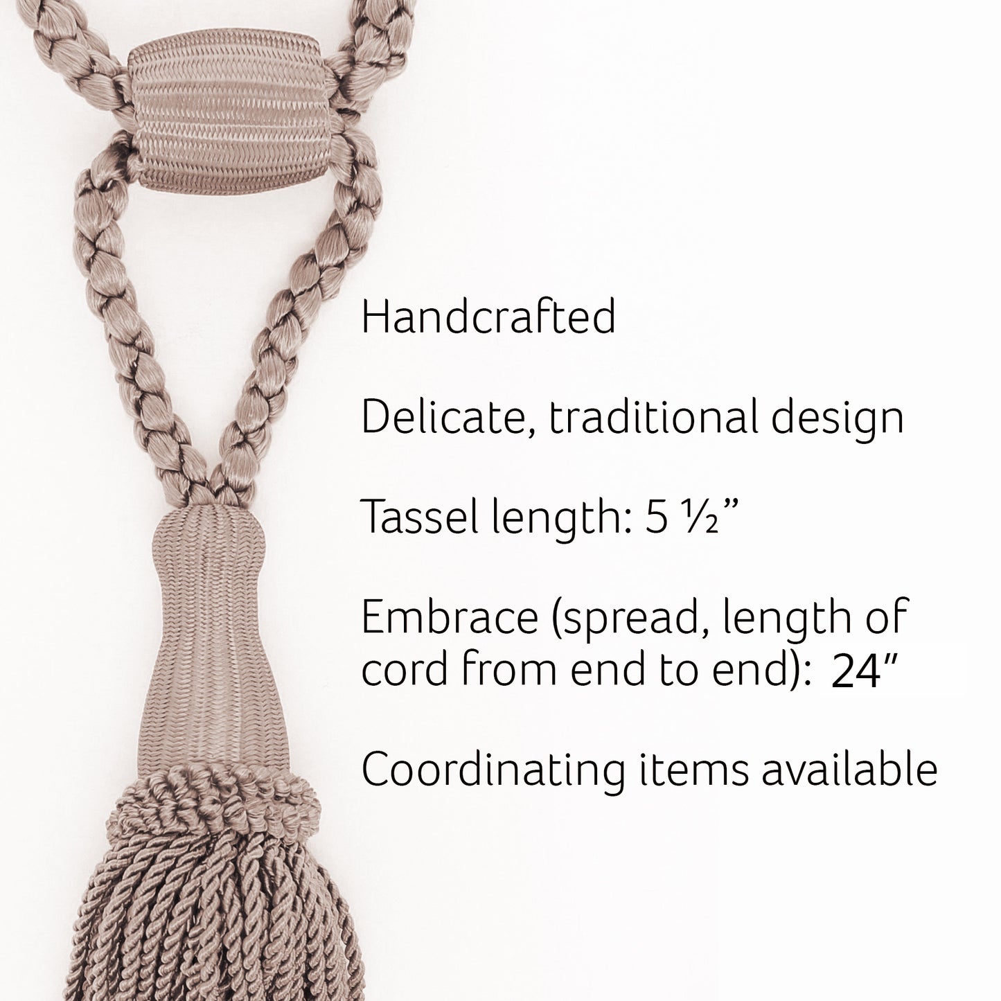 DÉCOPRO Beautiful Curtain & Drapery Tassel Tieback, Adjustable Cord Length with Elegant Bullion Design, Tassel Length 5 1/2" (14cm), Spread 24" (61cm) # TBC055SPR24 Blonde Brown #PR03 (Chocolate Brown, Golden Beige) | Set of 4 - DecoPro