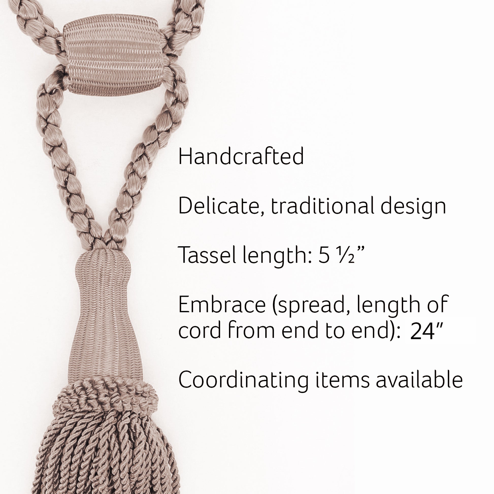 DÉCOPRO Beautiful Curtain & Drapery Tassel Tieback, Adjustable Cord Length with Elegant Bullion Design, Tassel Length 5 1/2" (14cm), Spread 24" (61cm) # TBC055SPR24 Blonde Brown #PR03 (Chocolate Brown, Golden Beige) | Set of 4 - DecoPro
