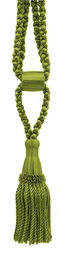DÉCOPRO Beautiful Curtain & Drapery Tassel Tieback, Adjustable Cord Length with Elegant Bullion Design, Tassel Length 5 1/2" (14cm), Spread 24" (61cm) # TBC055SPR24 Dark Olive Green #9628 (Dark Yellow Green) | Set of 4 - DecoPro