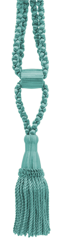 DÉCOPRO Beautiful Curtain & Drapery Tassel Tieback, Adjustable Cord Length with Elegant Bullion Design, Tassel Length 5 1/2" (14cm), Spread 24" (61cm) # TBC055SPR24 Aquatic Blue #M17 (Light Teal Blue) | Set of 4 - DecoPro
