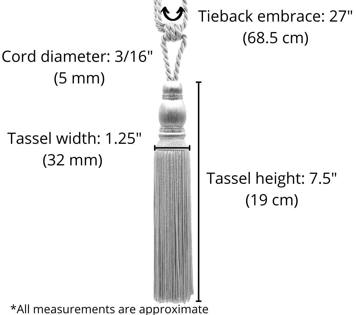 DÉCOPRO Contemporary Small Beaded Tassel Curtain and Draperys with elaborately handcrafted seed bead design Tassel Tieback, Tassel Length 7 1/2" (19cm), Spread 27" (68.5cm) # TBC075 Tan Beige #814 (Light Tan Beige) | Set of 4 - DecoPro