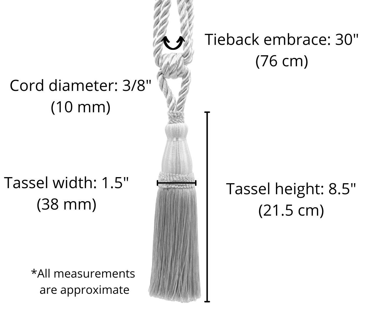 DÉCOPRO Elegant Lustrous Curtain Tassel Tieback, Tassel Length 8 1/2" (21.5cm), Spread 30" (76cm) # TBC085 Honey Gold #PR07 (Light Gold, Yellow Gold, Light Beige) | Set of 2 - DecoPro