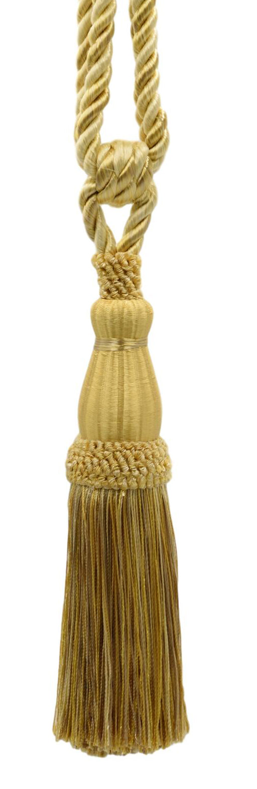 DÉCOPRO Elegant Lustrous Curtain Tassel Tieback, Tassel Length 8 1/2" (21.5cm), Spread 30" (76cm) # TBC085 Honey Gold #PR07 (Light Gold, Yellow Gold, Light Beige) | Set of 2 - DecoPro