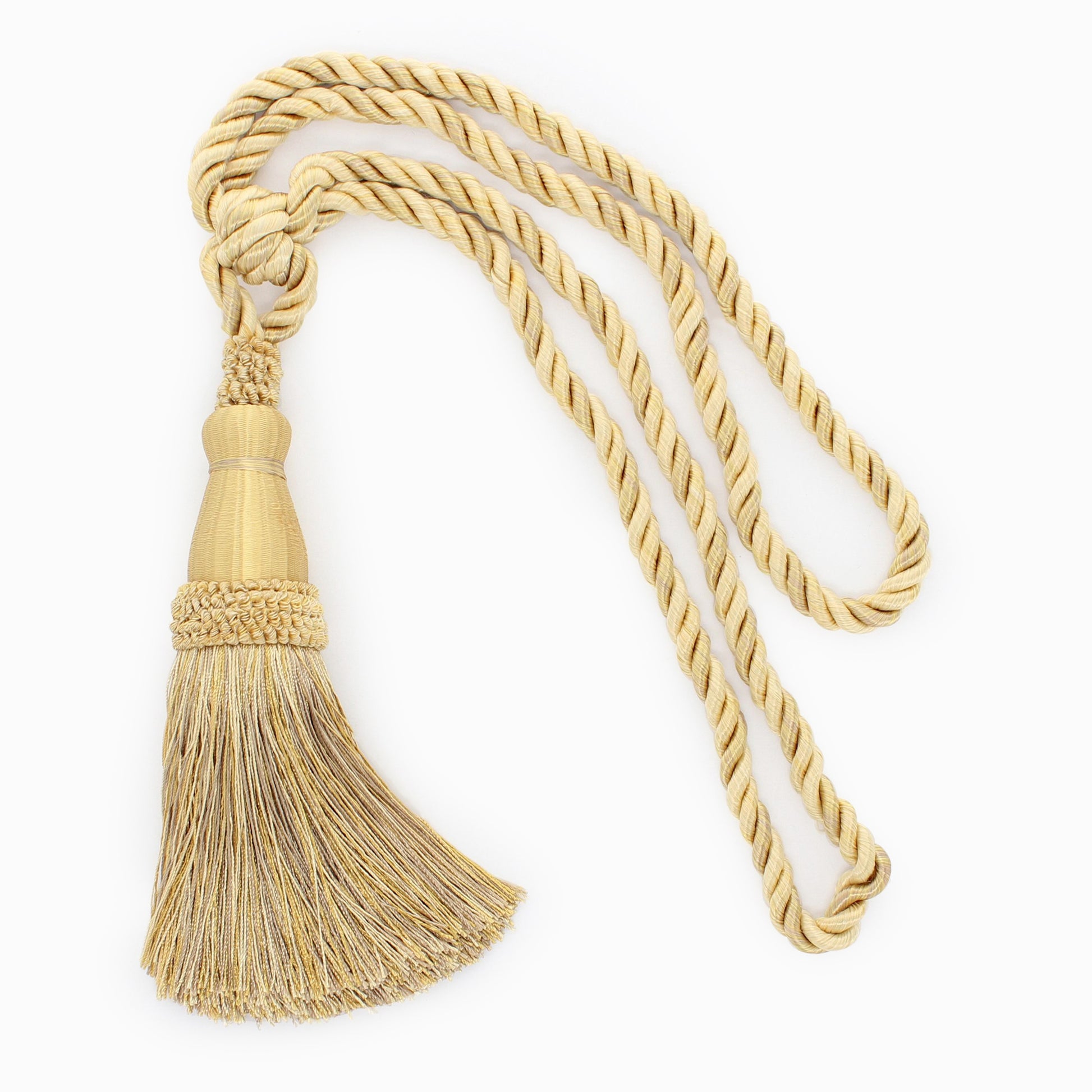 DÉCOPRO Elegant Lustrous Curtain Tassel Tieback, Tassel Length 8 1/2" (21.5cm), Spread 30" (76cm) # TBC085 Honey Gold #PR07 (Light Gold, Yellow Gold, Light Beige) | Set of 2 - DecoPro
