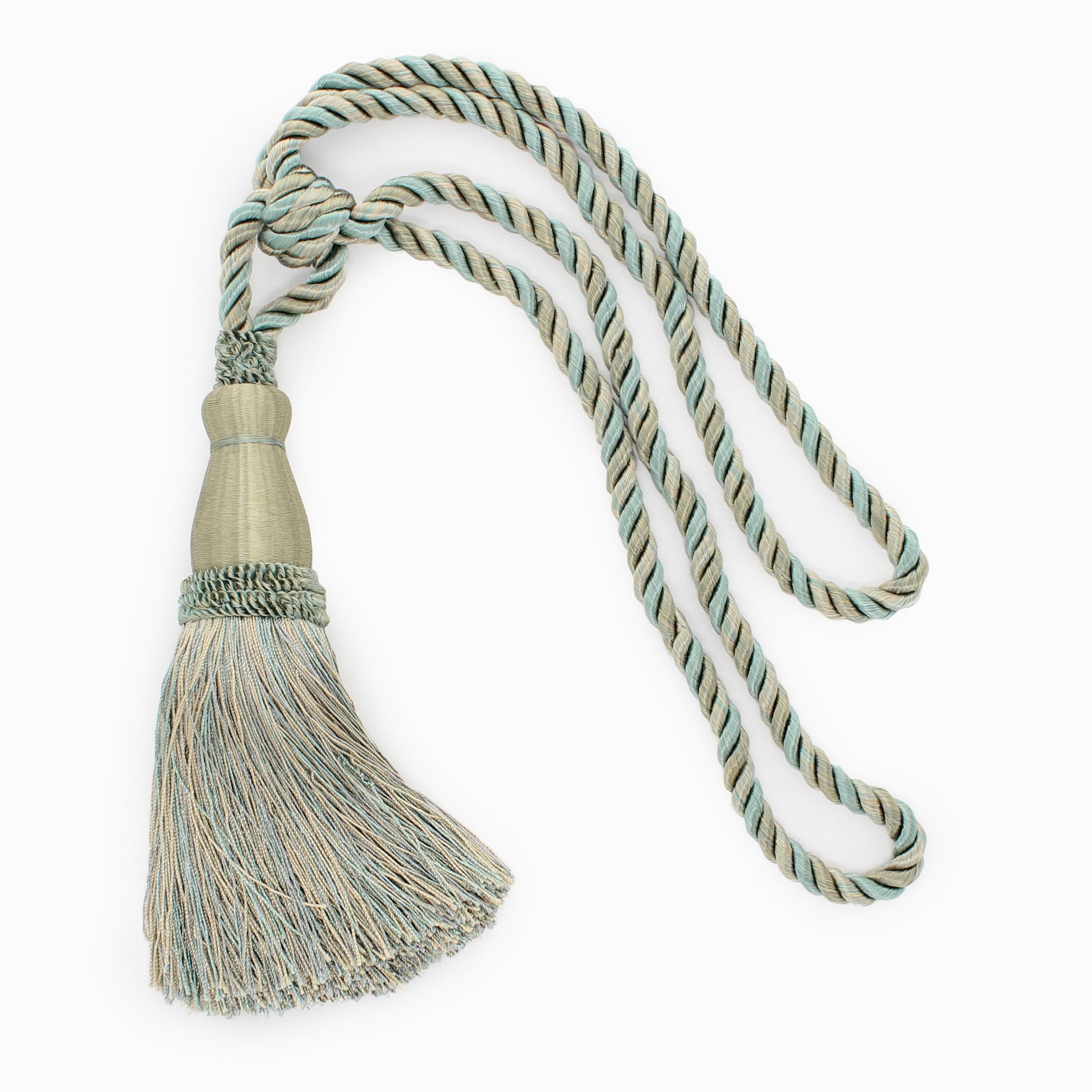 DÉCOPRO Elegant Lustrous Curtain Tassel Tieback, Tassel Length 8 1/2" (21.5cm), Spread 30" (76cm) # TBC085 Beach Green #PR10 (Light Green, Green Blue, Khaki Beige) | Sold Individually - DecoPro
