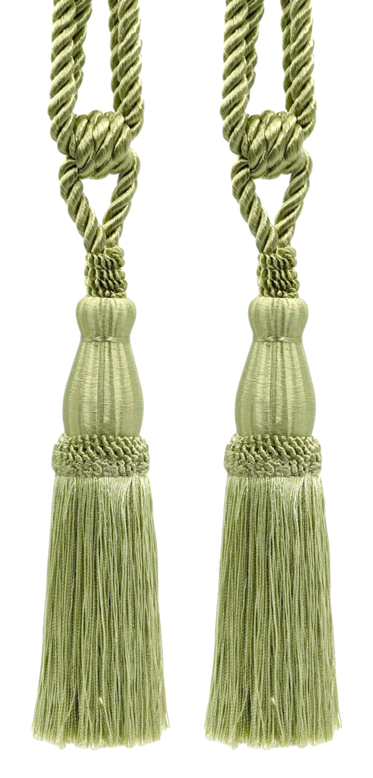 DÉCOPRO Elegant Lustrous Curtain Tassel Tieback, Tassel Length 8 1/2" (21.5cm), Spread 30" (76cm) # TBC085 Beige Green #L47 (Beige Olive Green) | Set of 2 - DecoPro