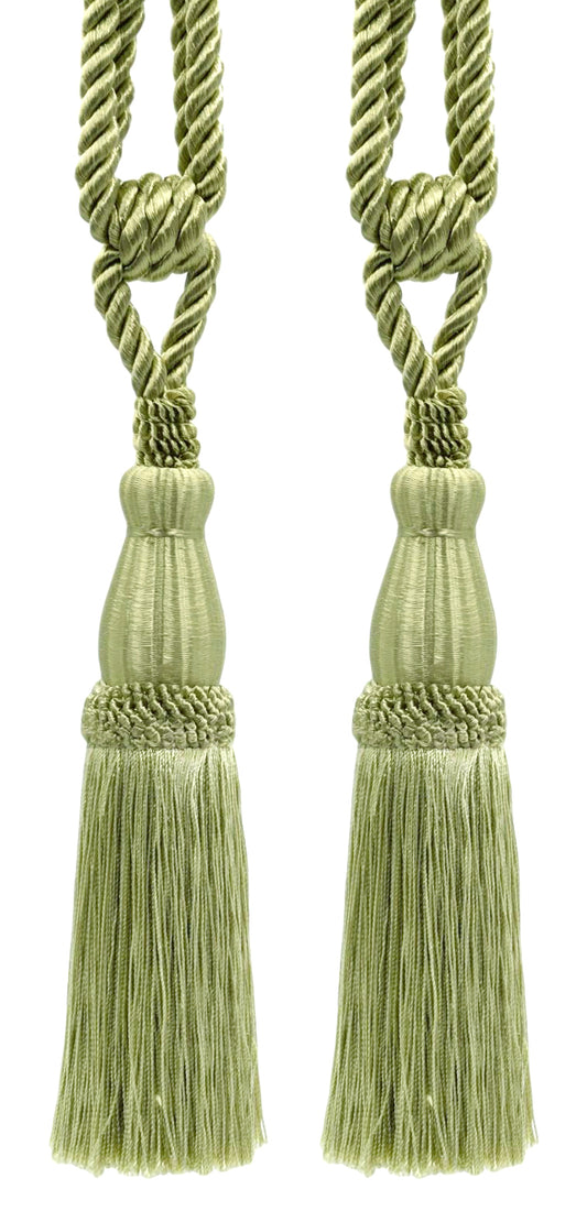 DÉCOPRO Beautiful Curtain & Drapery Tassel Tieback, Adjustable Cord Length with Elegant Bullion Design, Tassel Length 5 1/2" (14cm), Spread 24" (61cm) # TBC055SPR24 Beige Green #L47 (Beige Olive Green) | Set of 2 - DecoPro