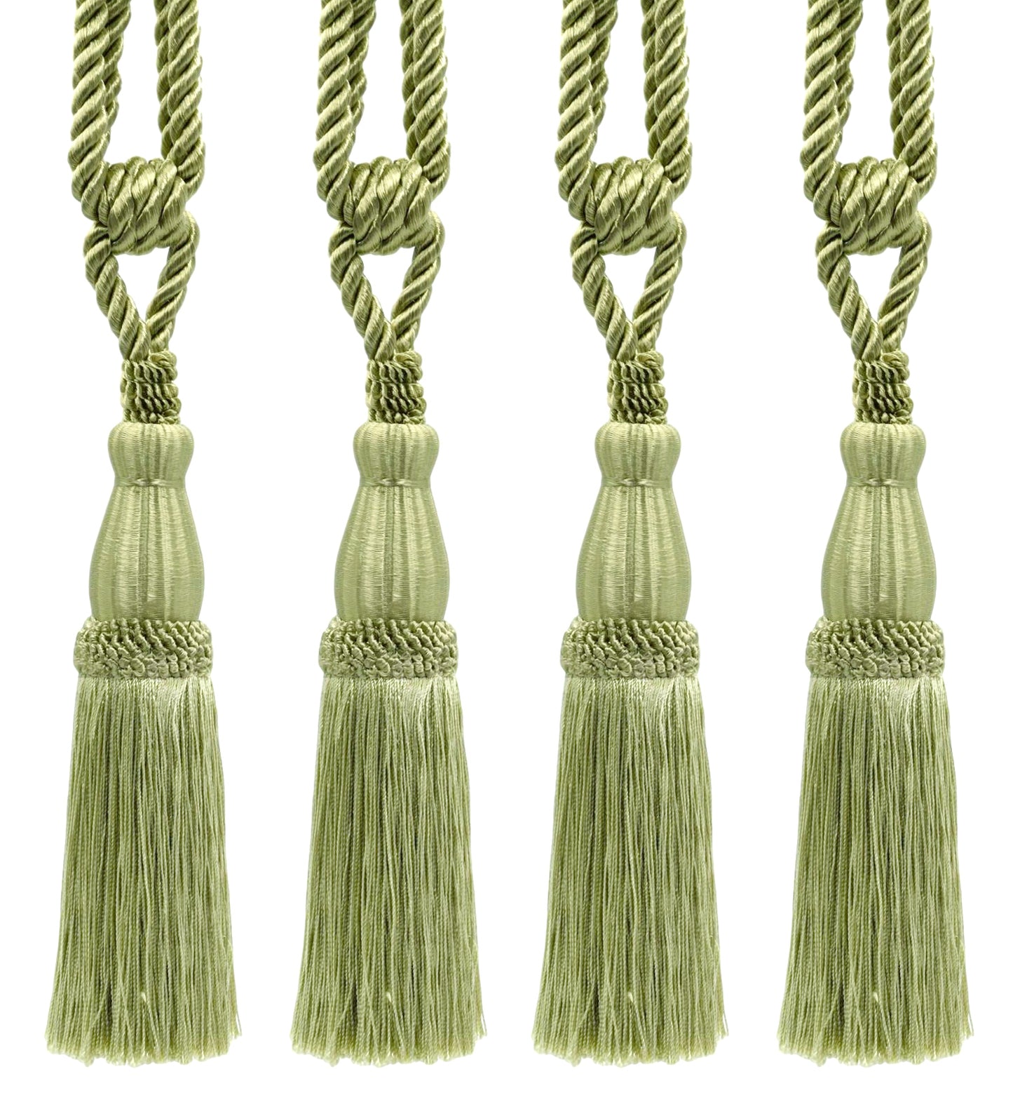 DÉCOPRO Elegant Lustrous Curtain Tassel Tieback, Tassel Length 8 1/2" (21.5cm), Spread 30" (76cm) # TBC085 Beige Green #L47 (Beige Olive Green) | Set of 4 - DecoPro
