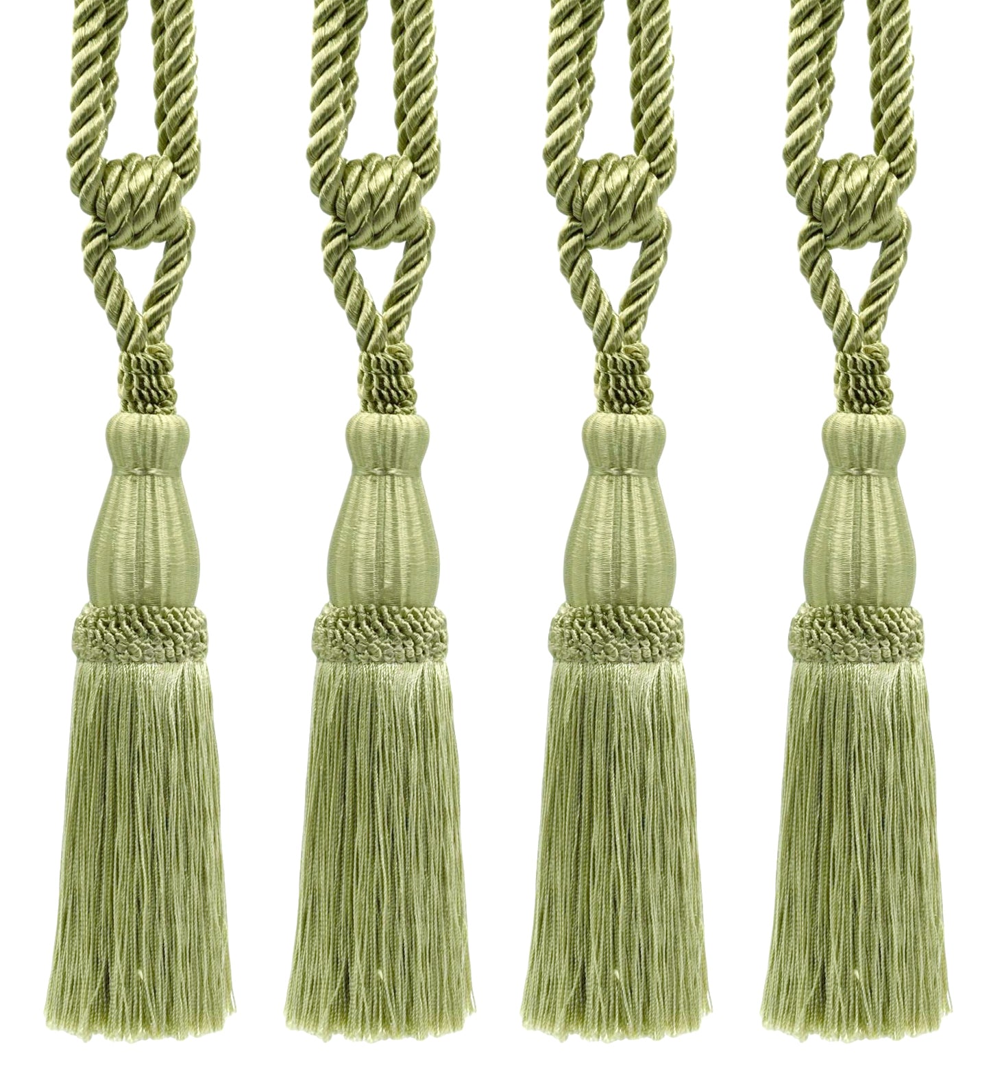 DÉCOPRO Elegant Lustrous Curtain Tassel Tieback, Tassel Length 8 1/2" (21.5cm), Spread 30" (76cm) # TBC085 Beige Green #L47 (Beige Olive Green) | Set of 4 - DecoPro