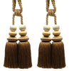 DÉCOPRO Curtain and Draperys with Braided Cord and Sleek Multi Geometrical Headers Tassel Tieback, Tassel Length 7