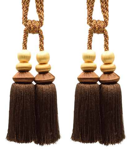 DÉCOPRO Curtain and Draperys with Braided Cord and Sleek Multi Geometrical Headers Tassel Tieback, Tassel Length 7