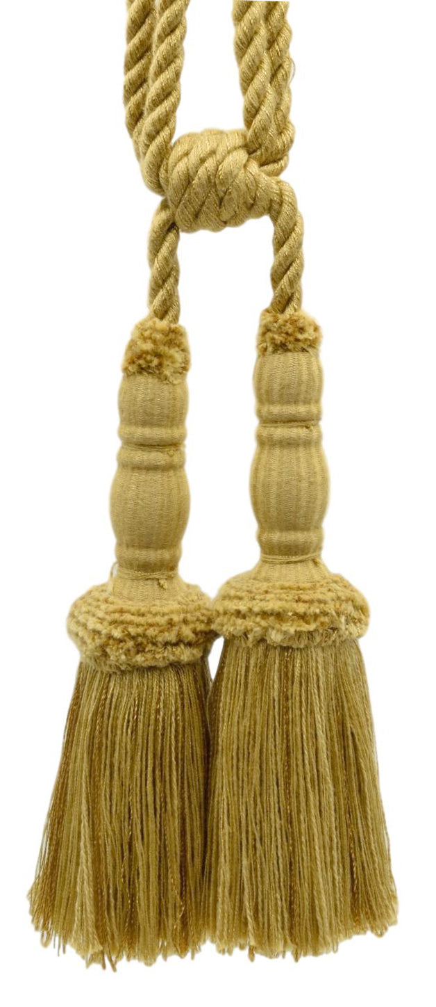 DÉCOPRO Vintage Curtain & Drapery Tassel Tieback with Chenille Accent, Tassel Length 8" (20cm), Spread 29" (73.5cm) # TBC82 Antique Gold #C4 (Dark Yellow Gold) | Set of 4 - DecoPro