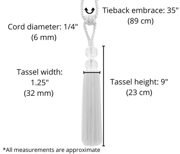 DÉCOPRO Elegant Acrylic Crystal Curtain & Drapery Tassel Tieback with Faceted Beads, Tassel Length 9
