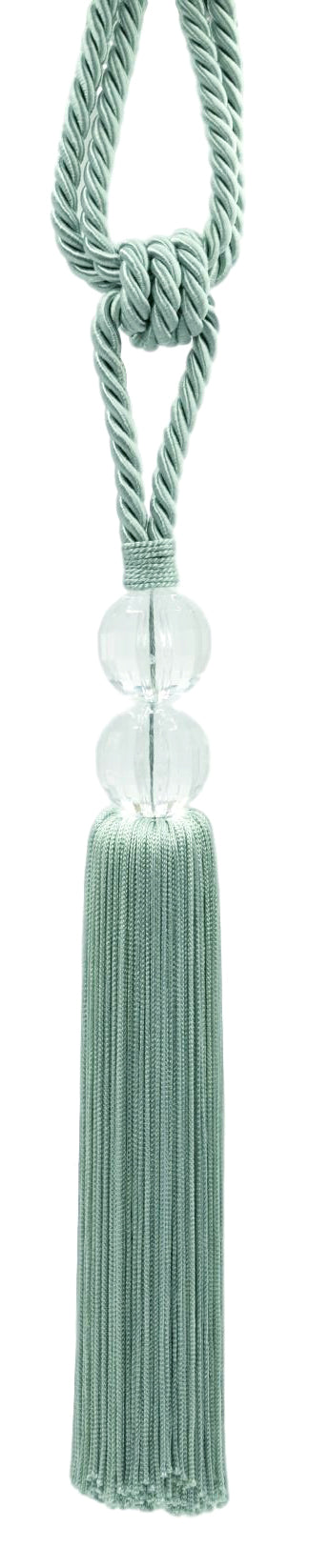 DÉCOPRO Elegant Acrylic Crystal Curtain & Drapery Tassel Tieback with Faceted Beads, Tassel Length 9" (22.5cm), Spread 35" (88.5cm) # TBCRYS9 Seaside Blue #9535 (Light Blue, Light Green, Seafoam Green) | Set of 4 - DecoPro