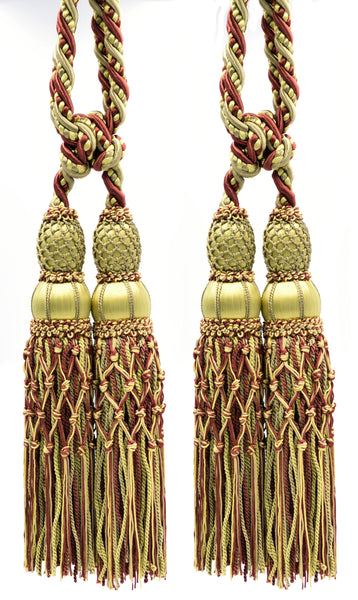 DÉCOPRO Exquisite Curtain & Drapery Double Tassel Tieback Elegantly Handcrafted to Perfection, Tassel Length 10