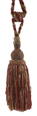 DÉCOPRO Traditional Chenille Curtain & Drapery Tassel Tieback with Decorative Criss Cross Design, Tassel Length 12