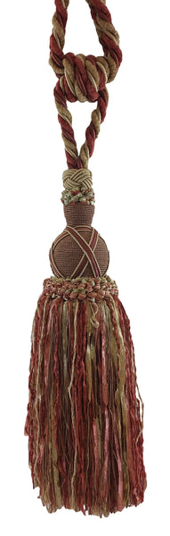 DÉCOPRO Traditional Chenille Curtain & Drapery Tassel Tieback with Decorative Criss Cross Design, Tassel Length 12