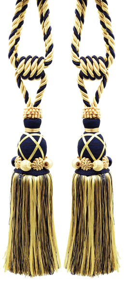 DÉCOPRO Beautiful Ribbon Curtain & Drapery Tassel Tieback Handcrafted with Beads and Rosettes, Tassel Length 11