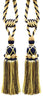 DÉCOPRO Beautiful Ribbon Curtain & Drapery Tassel Tieback Handcrafted with Beads and Rosettes, Tassel Length 11