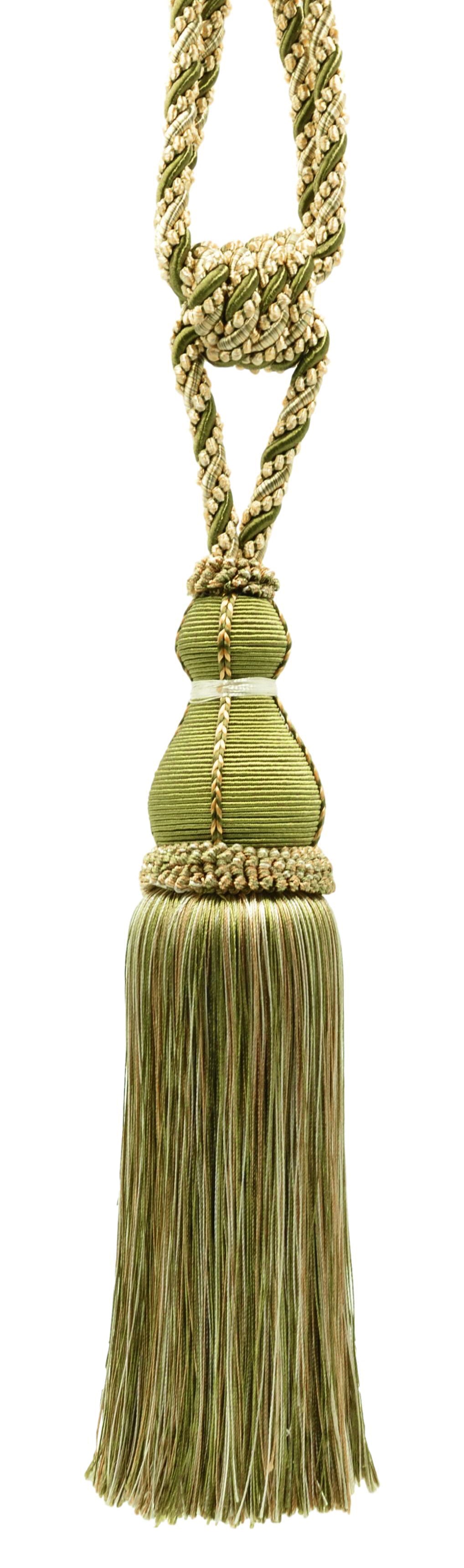 DÉCOPRO Elegant Large Tassel Tieback for Curtains & Draperies, Tassel Length 12" (30.5cm), Spread 30" (76cm) # TBH15, Olive Garden Green (Color# 010) | Set of 4 - DecoPro