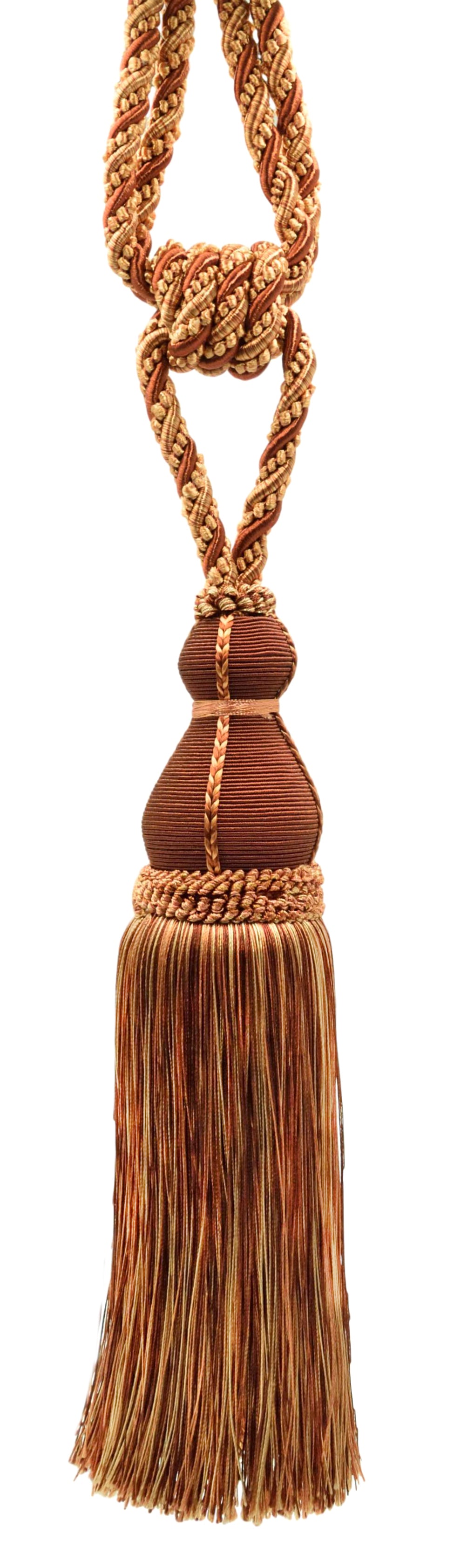 DÉCOPRO Elegant Large Tassel Tieback for Curtains & Draperies, Tassel Length 12" (30.5cm), Spread 30" (76cm) # TBH15, Toffee Brown #08 (Light Brown, Chocolate Brown) | Sold Individually - DecoPro