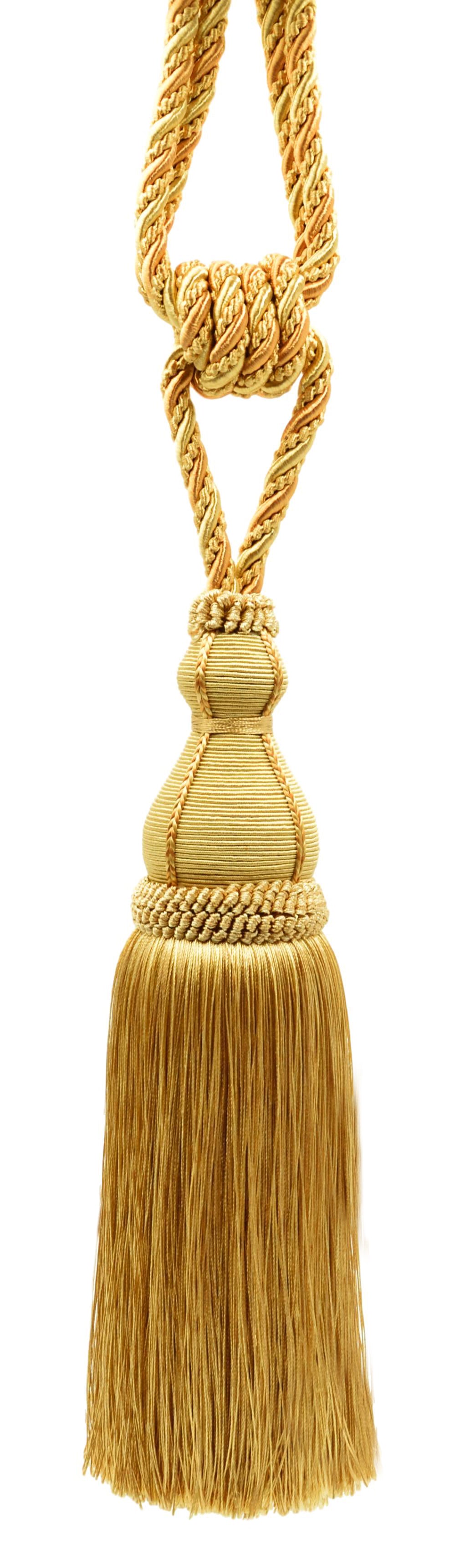 DÉCOPRO Elegant Large Tassel Tieback for Curtains & Draperies, Tassel Length 12" (30.5cm), Spread 30" (76cm) # TBH15, Canary Gold #4875 (Dark Gold, Yellow Gold) | Set of 2 - DecoPro