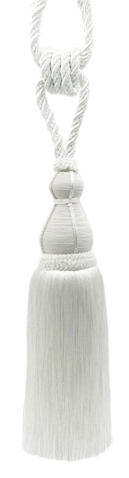 DÉCOPRO Elegant Large Tassel Tieback for Curtains & Draperies, Tassel Length 12" (30.5cm), Spread 30" (76cm) # TBH15, Pure White #A1 (Bright White) | Set of 2 - DecoPro