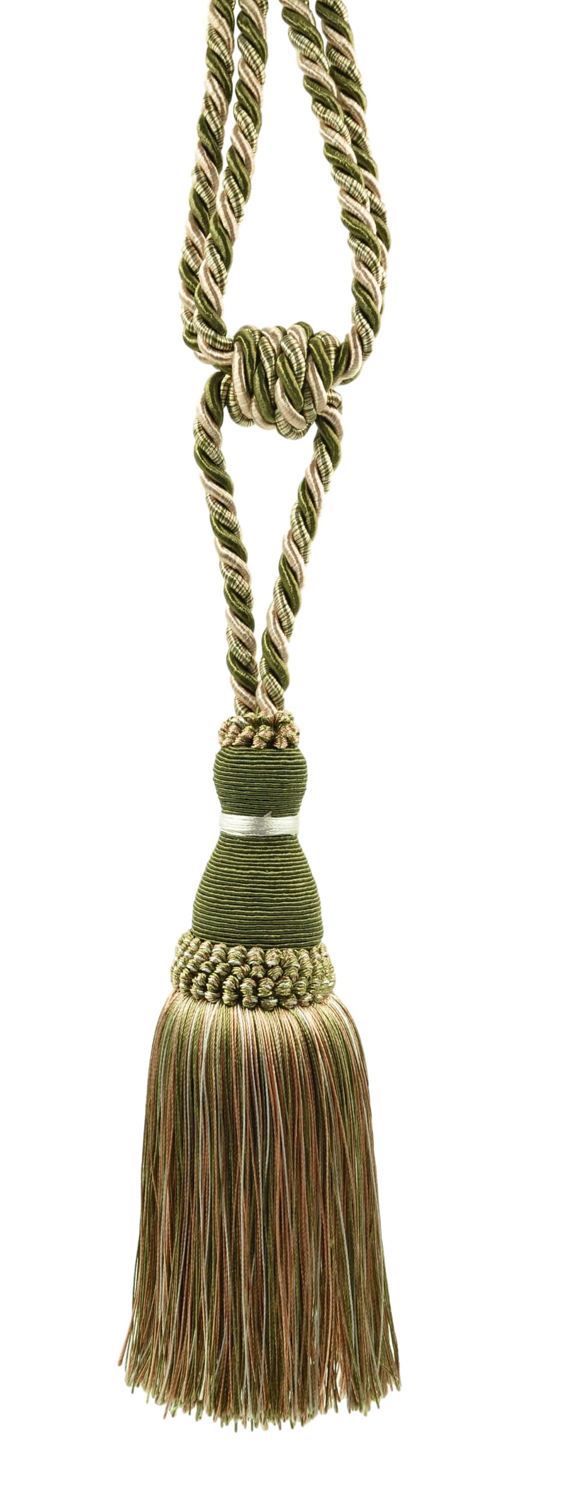 DÉCOPRO Noblesse Collection Elegant Curtain & Drapery Tassel Tieback, Tassel Length 8" (20cm), Spread 30" (76cm) # TBH8, Olive Garden Green (Color# 010) | Set of 2 - DecoPro