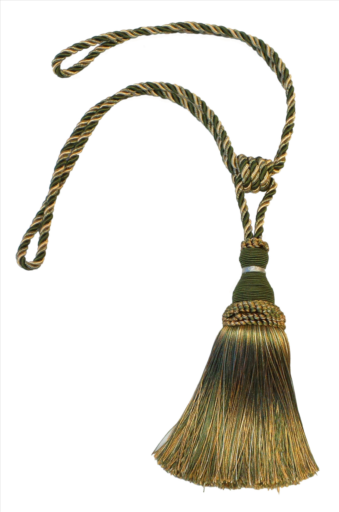 DÉCOPRO Noblesse Collection Elegant Curtain & Drapery Tassel Tieback, Tassel Length 8" (20cm), Spread 30" (76cm) # TBH8, Olive Garden Green (Color# 010) | Set of 4 - DecoPro