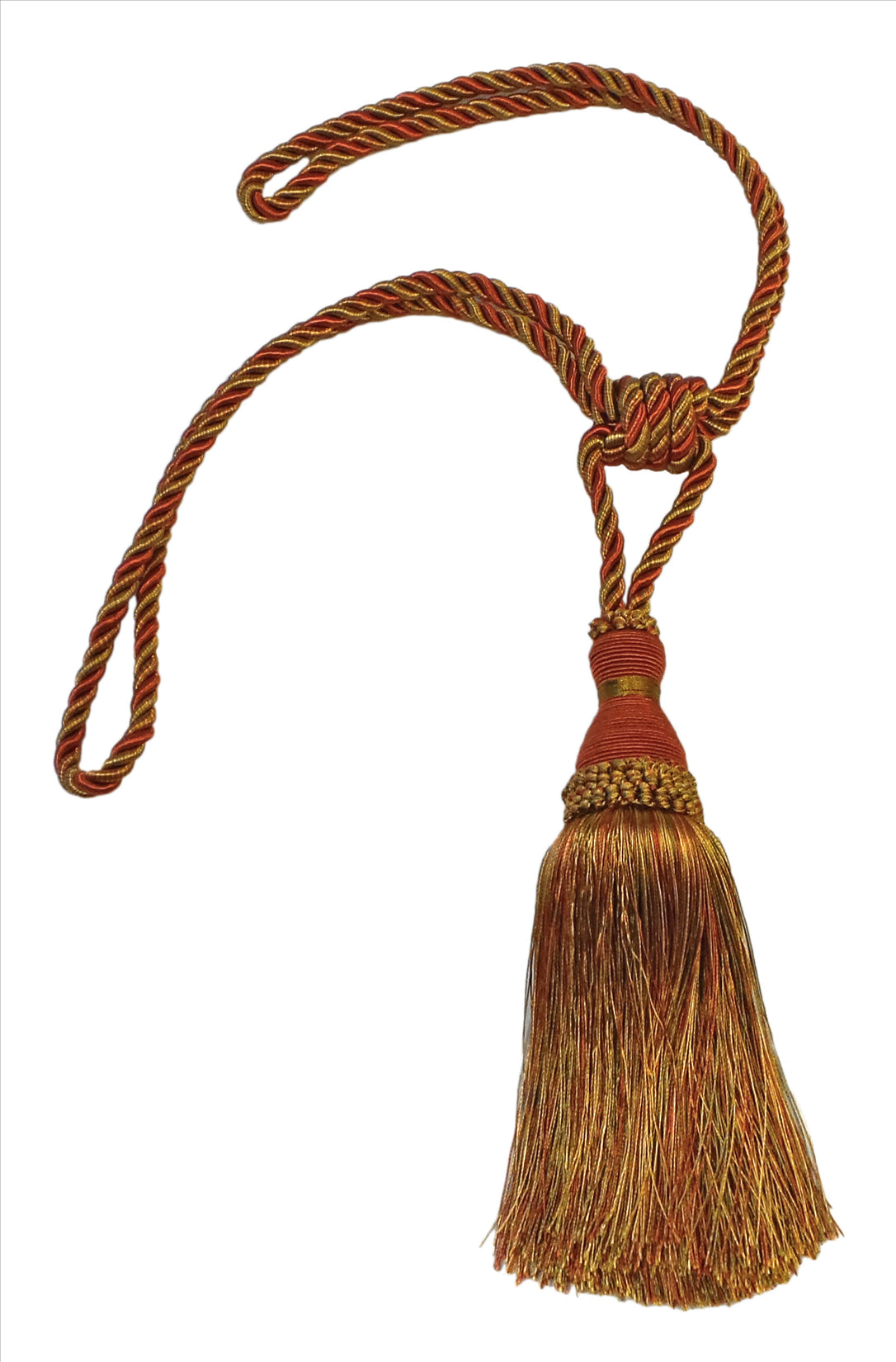 DÉCOPRO Noblesse Collection Elegant Curtain & Drapery Tassel Tieback, Tassel Length 8" (20cm), Spread 30" (76cm) # TBH8, Rust Medley #07H (Copper, Olive Green) | Sold Individually - DecoPro