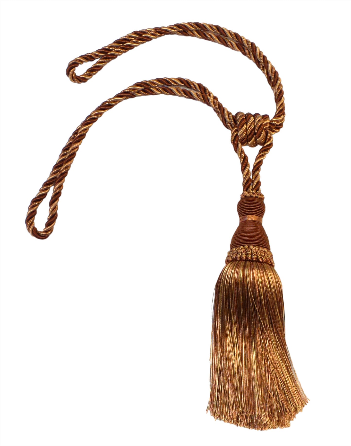 DÉCOPRO Noblesse Collection Elegant Curtain & Drapery Tassel Tieback, Tassel Length 8" (20cm), Spread 30" (76cm) # TBH8, Toffee Brown #08 (Light Brown, Chocolate Brown) | Set of 4 - DecoPro