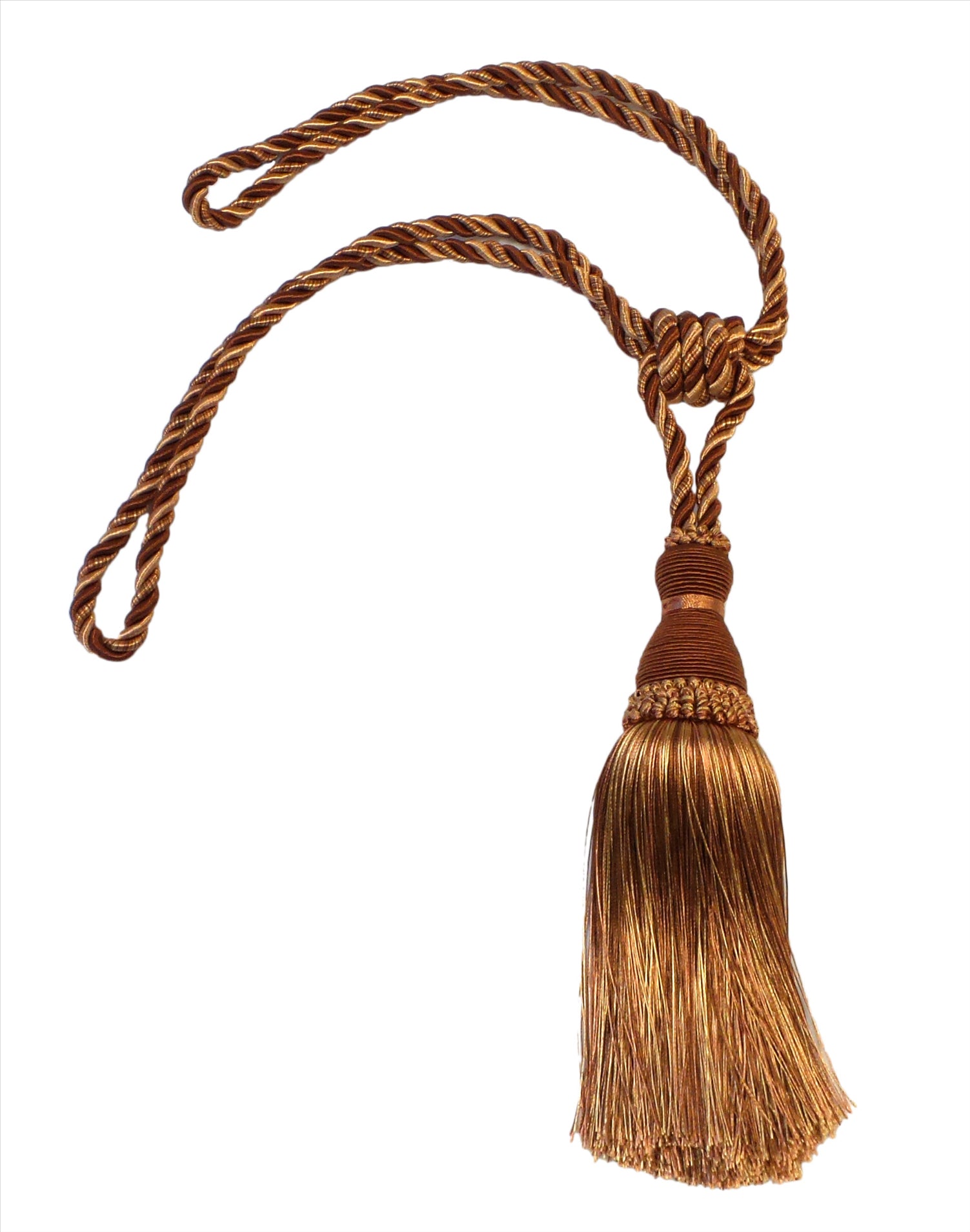 DÉCOPRO Noblesse Collection Elegant Curtain & Drapery Tassel Tieback, Tassel Length 8" (20cm), Spread 30" (76cm) # TBH8, Toffee Brown #08 (Light Brown, Chocolate Brown) | Set of 4 - DecoPro