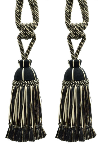 DÉCOPRO Beautiful Ribbon Curtain & Drapery Tassel Tieback Embellished with Hand Tied Tassels, Tassel Length 9 1/2