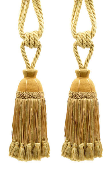 DÉCOPRO Beautiful Ribbon Curtain & Drapery Tassel Tieback Embellished with Hand Tied Tassels, Tassel Length 9 1/2