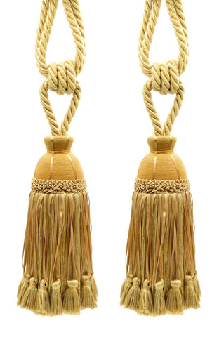 DÉCOPRO Beautiful Ribbon Curtain & Drapery Tassel Tieback Embellished with Hand Tied Tassels, Tassel Length 9 1/2