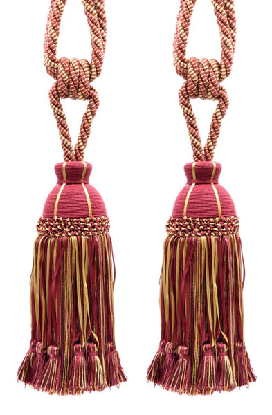 DÉCOPRO Beautiful Ribbon Curtain & Drapery Tassel Tieback Embellished with Hand Tied Tassels, Tassel Length 9 1/2